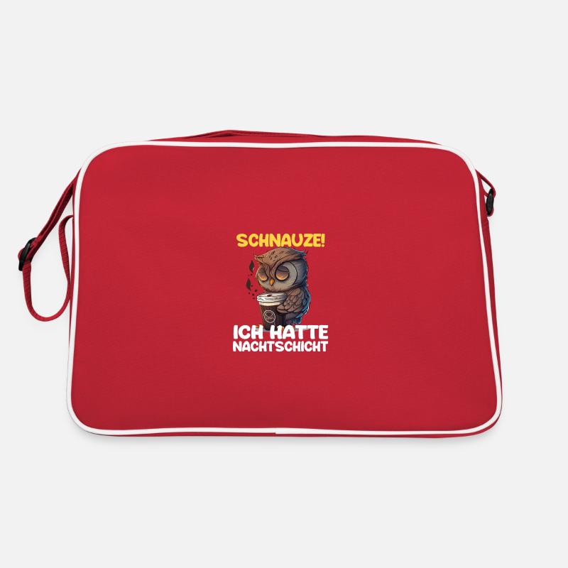 Schnauze! Ich hatte Nachtschicht Kaffee Eule Retro Tasche