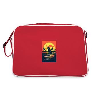 Cat Synthesizer Katze Retro Vintage Studio Gear - Retro Tasche - Rot/Weiß - Hinten