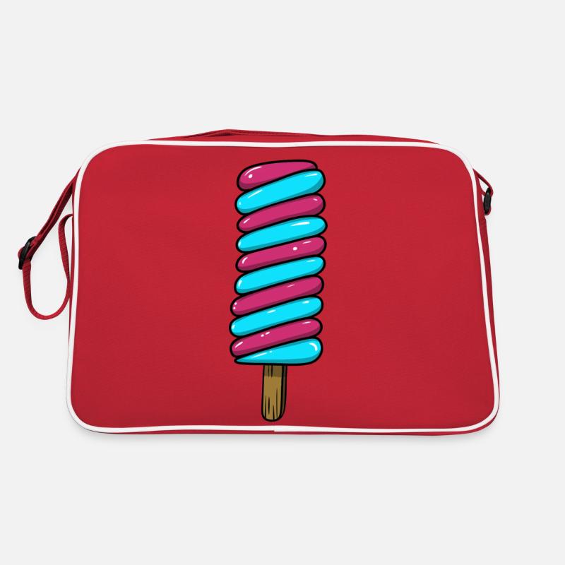 Crème glacée | Crème glacée rose rose bleu | Glace - Sac Retro - rouge/blanc