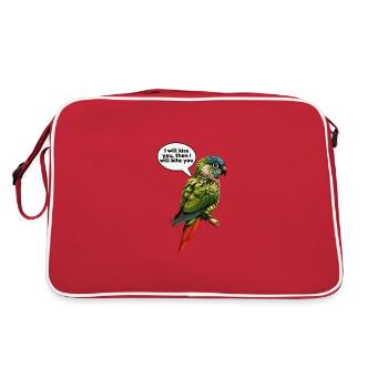 Funny Green Cheeked Conure Design - Retro Bag - red/white - Back