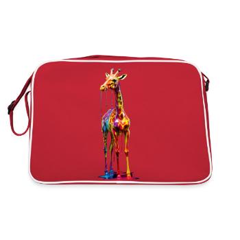 Rainbow Colored Giraffe - Retro Bag - red/white - Back
