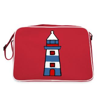 Lighthouse - red blue design - Retro Tasche - Rot/Weiß - Hinten