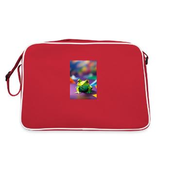 Green Origami Frog - Retro Bag - red/white - Back