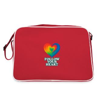 Colorful heart with inscription "Follow your Heart" - Retro Bag - red/white - Back