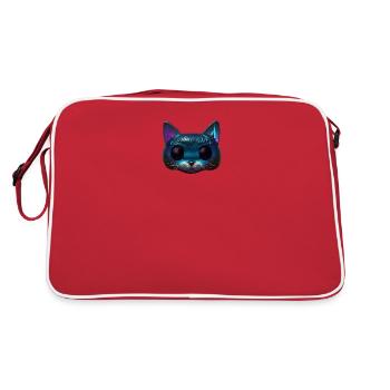 Süßes magisches Katzengesicht! - Retro Tasche - Rot/Weiß - Hinten