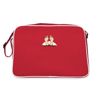 Füsse Füße Etikett Decke - Retro Tasche - Rot/Weiß - Hinten