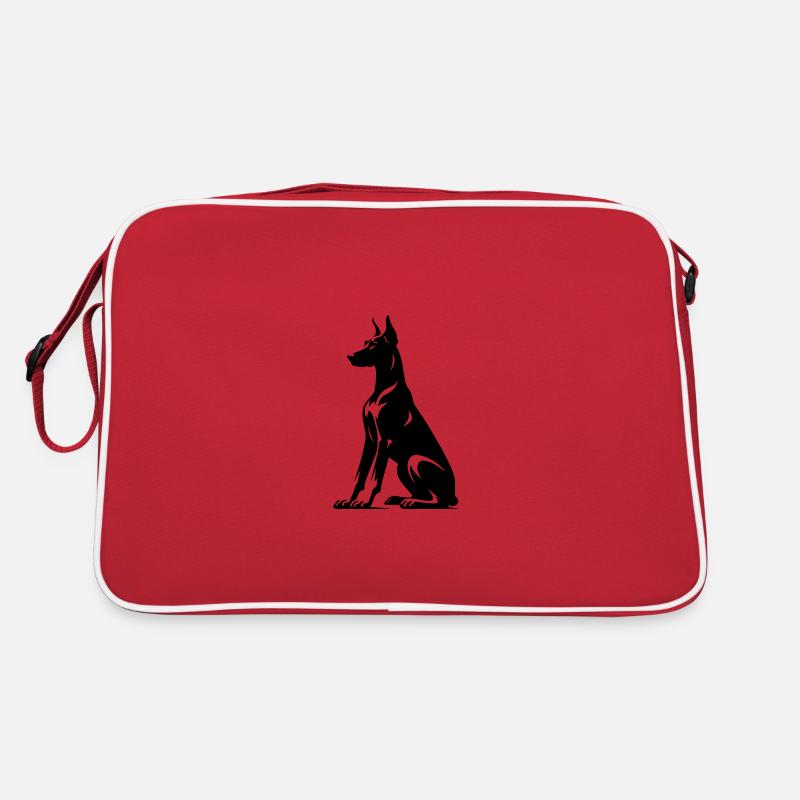 Stilisiertes Dobermann Hunde Silhouette Retro Tasche