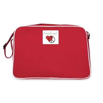 Ich liebe den Frieden - Retro Tasche - Rot/Weiß - Hinten