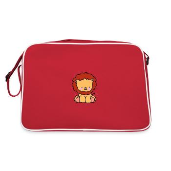 Löwe Baby Kind - Retro Tasche - Rot/Weiß - Hinten