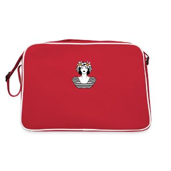 Daisy Elegance: Black, White, and Yellow - Retro Bag - red/white - Back