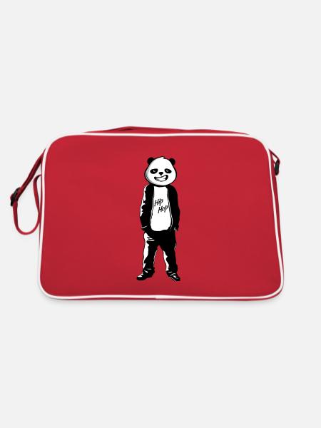 HipHop Battlerap-Panda Freestyle Rap Music - Sac Retro - rouge/blanc - Dos