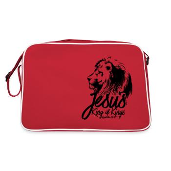 JESUS - KING OF KINGS - Revelations 19:16 - LION - Retro Bag - red/white - Back