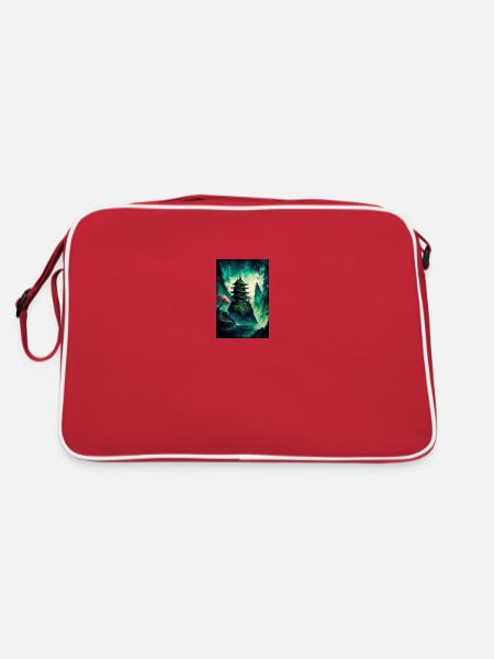 Peinture de paysage japonaise - Sac Retro - rouge/blanc - Dos