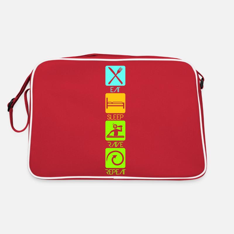 Eat Sleep Rave Repeat Essen Schlafen Raven Spruch Retro Tasche