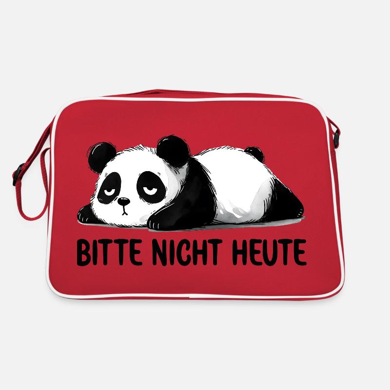 Bitte nicht Heute ein faules Panda Bär - Retro Tasche - Rot/Weiß