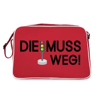 Die Ampel muss Weg - Retro Tasche - Rot/Weiß - Hinten