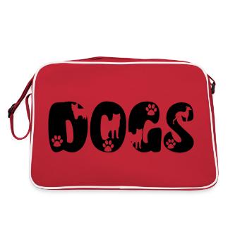 Funny Dogs in Letters lustige Hunde in Buchstaben - Retro Bag - red/white - Back