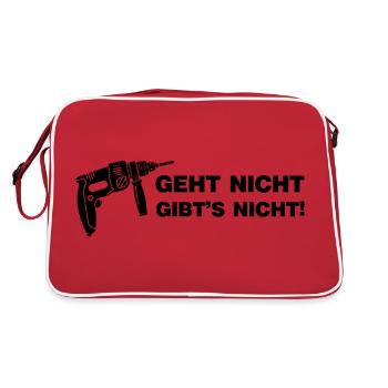 Geht nicht gibt's nicht Bohrer Handwerker Sprüche - Retro Tasche - Rot/Weiß - Hinten