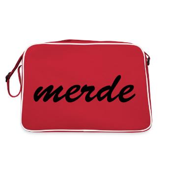 Merde – Une expression française audacieuse avec de l’humour - Sac Retro - rouge/blanc - Dos