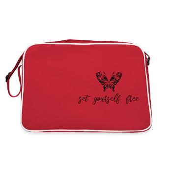 Schmetterling - Retro Tasche - Rot/Weiß - Hinten