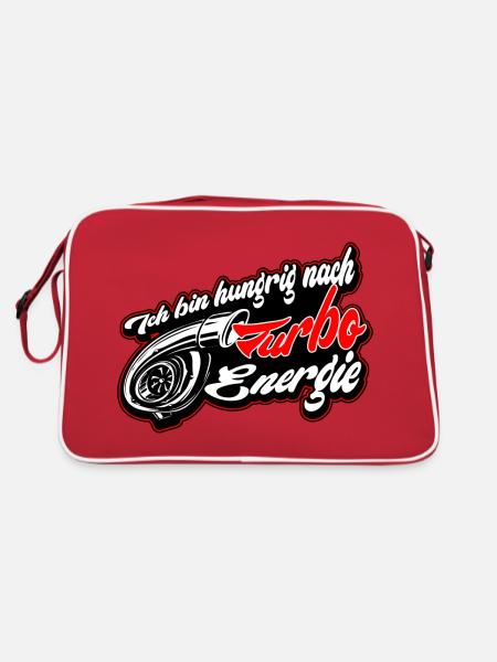 Schwarze Brennstoffflamme Turbo - Retro Tasche - Rot/Weiß