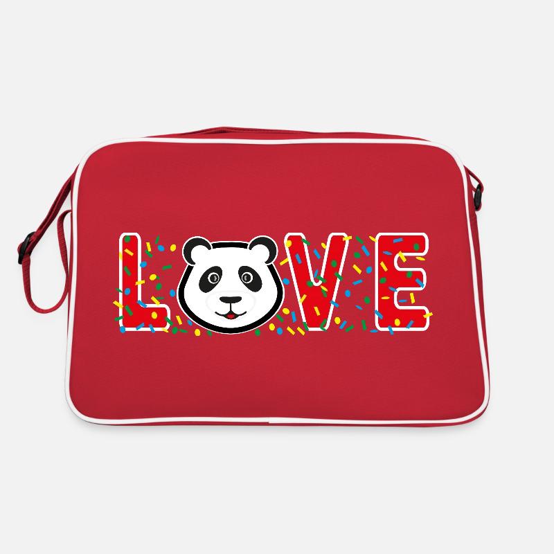 Liebes Panda mit viel Konfetti. Retro Tasche
