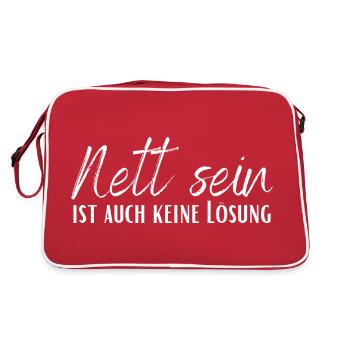 Nett sein ist auch keine Lösung - Retro Tasche - Rot/Weiß - Hinten
