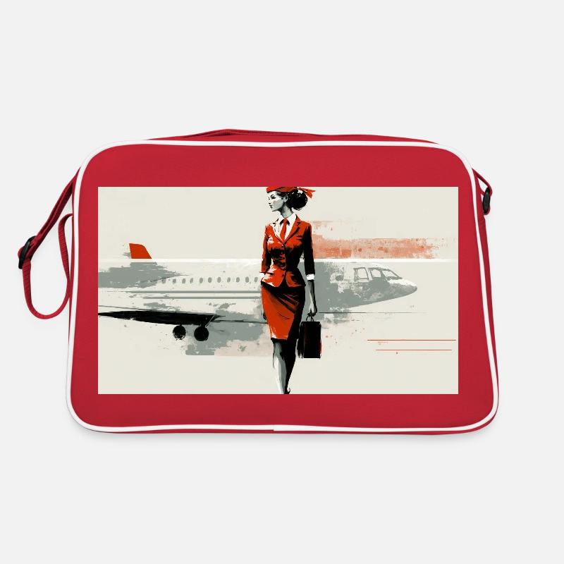 Flight Attendant RED - Retro Tasche - Rot/Weiß