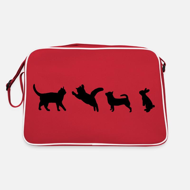 Chat Chien Lapin Animaux Silhouette Silhouette - Sac Retro - rouge/blanc