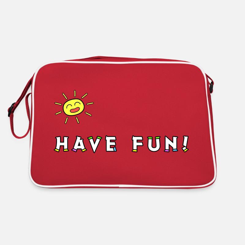 Viel Spass! mit der Sonne & bunten Schuhen - Retro Tasche - Rot/Weiß