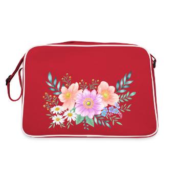 Cadre de fleurs avec beaucoup d’espace pour votre propre texte - Sac Retro - rouge/blanc - Dos