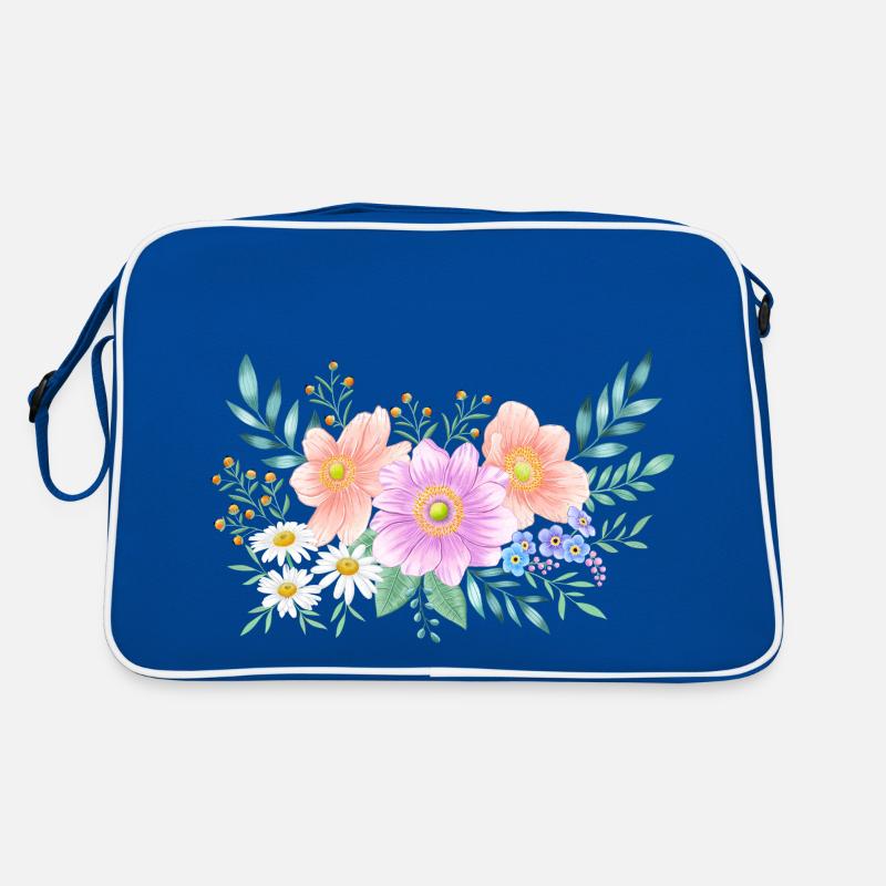 Cadre de fleurs avec beaucoup d’espace pour votre propre texte Sac Retro