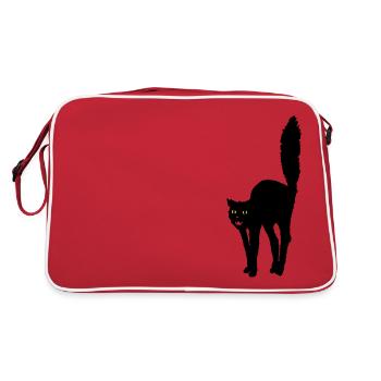 Hands off! black cat cat halloween symbol - Retro Bag - red/white - Back