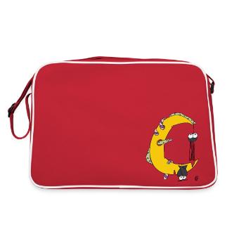 Crescent moon with animals - Retro Bag - red/white - Back