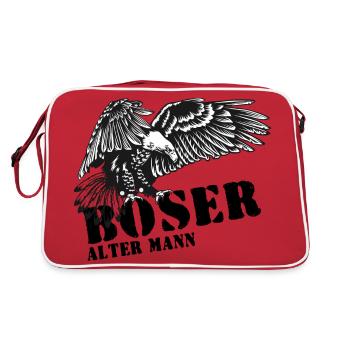 Böser alter Mann mit Adler - Retro Tasche - Rot/Weiß - Hinten