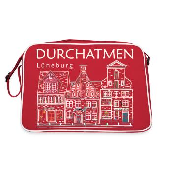 Lüneburg, Respirez profondément, Stintmarkt Allemagne - Sac Retro - rouge/blanc - Dos