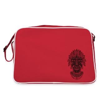 Crâne de chaman noir - Sac Retro - rouge/blanc - Dos