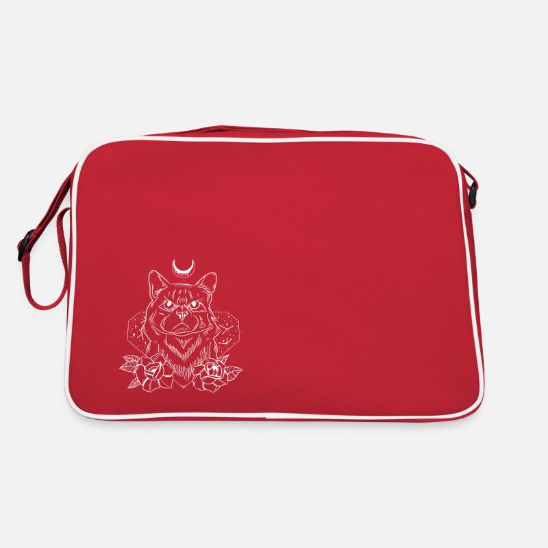 Halloween Grusel Katze Traditional Tattoo linework Retro Tasche