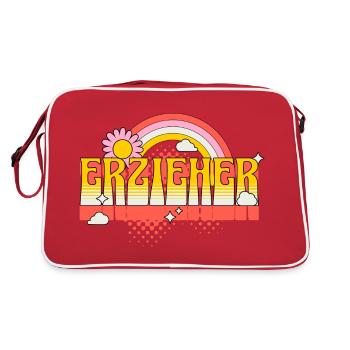 Erzieher Kindergarten Kita Beruf Kindergärtner - Retro Tasche - Rot/Weiß - Hinten