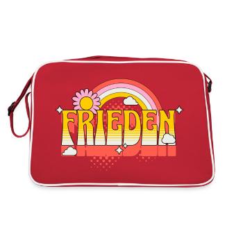 Peace Frieden Bunt Regenbogen Blume Gegen Krieg - Retro Tasche - Rot/Weiß - Hinten