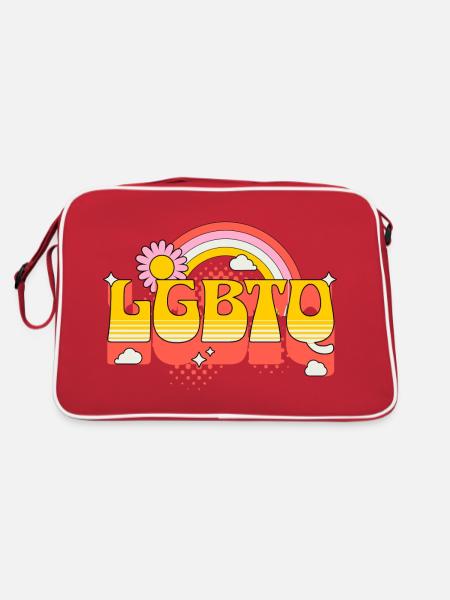 LGBTQ Regenbogen Bunt Liebe Stolz Homosexuell - Retro Tasche - Rot/Weiß - Hinten