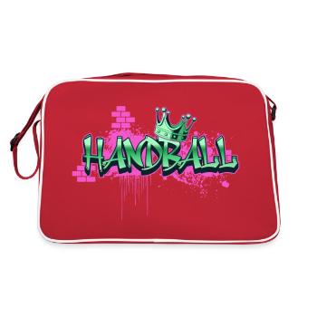Handball Graffiti Spray Sprayer Handballspieler - Retro Tasche - Rot/Weiß - Hinten