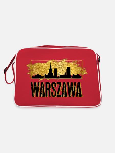 Warsaw Warszawa Poland City Skyline Home Gold - Retro Bag - red/white - Back