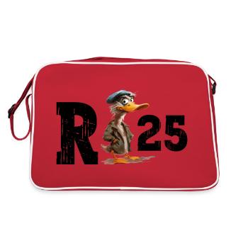 Rente 2025 Ente Rentner Rentnerin Ruhestand Lustig - Retro Tasche - Rot/Weiß - Hinten
