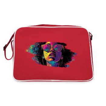 Lunettes De Soleil Femme Art Mode Moderne Tendance Coloré - Sac Retro - rouge/blanc - Dos