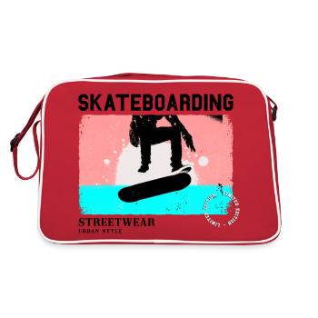 Skateboarding Skate Skater Skateboard Sk8 Vintage - Retro Tasche - Rot/Weiß - Hinten