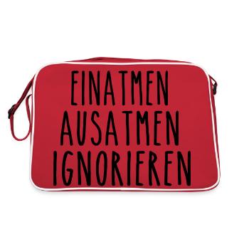 Einatmen Ausatmen Ignorieren - Retro Tasche - Rot/Weiß - Hinten