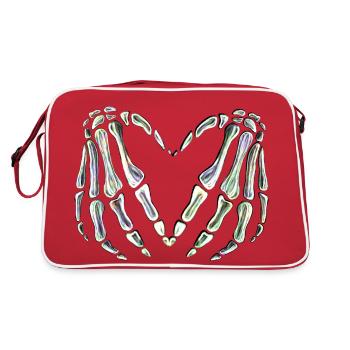 Squelette Mains Coeur | Design effrayant et élégant - Sac Retro - rouge/blanc - Dos