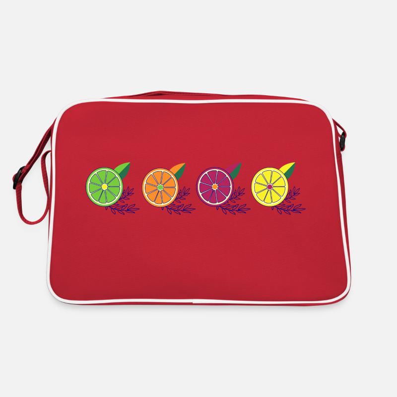 Frisches Zitrus-Quartett - Retro Tasche - Rot/Weiß