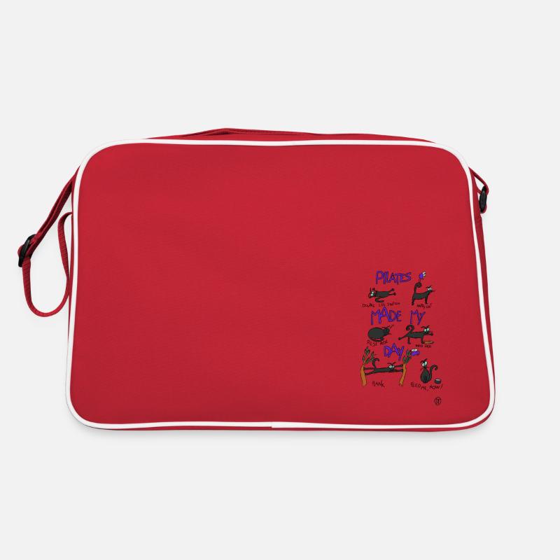 Squiti the black cat does Pilates - Retro Bag - red/white